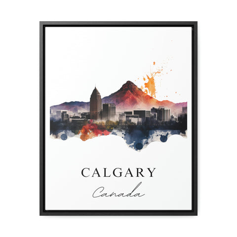 Calgary traditional travel art - Canada, Calgary poster, Wedding gift, Birthday present, Custom Text, Personalised Gift