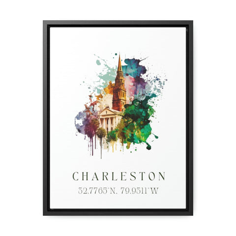 Charleston traditional travel art - South Carolina, Charleston poster, Wedding gift, Birthday present, Custom Text, Personalised Gift