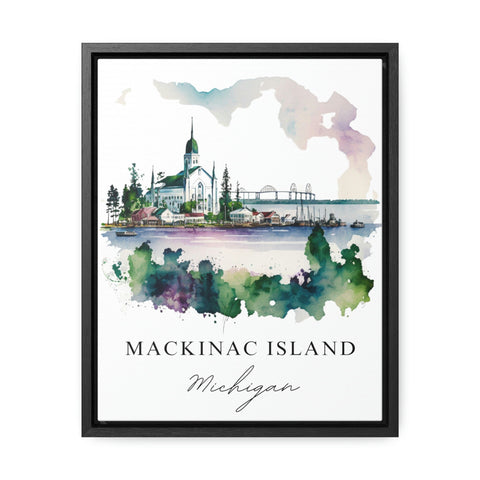 Mackinac Island traditional travel art - Michigan, Mackinac Island poster, Wedding gift, Birthday present, Custom Text, Personalised Gift
