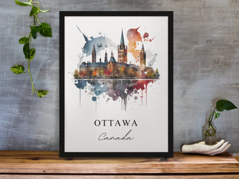 Ottawa traditional travel art - Canada, Ottawa poster, Wedding gift, Birthday present, Custom Text, Personalised Gift