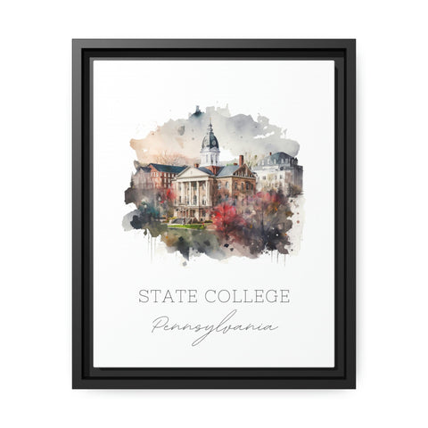 State College traditional travel art - Pennsylvania, Penn State poster, Wedding gift, Birthday present, Custom Text, Personalised Gift