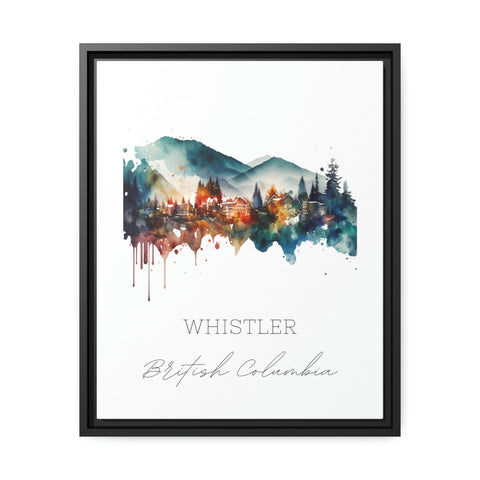 Whistler traditional travel art - British Columbia, Whistler poster, Wedding gift, Birthday present, Custom Text, Personalised Gift