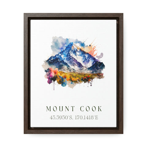 Mount Cook traditional travel art - New Zealand, Mt Cook NZ poster, Wedding gift, Birthday present, Custom Text, Personalised Gift