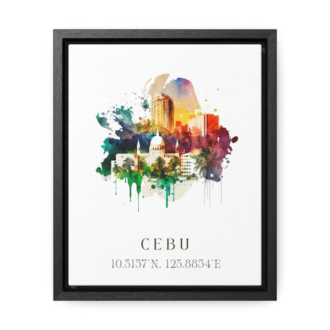 Cebu traditional travel art - Philippines, Cebu poster, Wedding gift, Birthday present, Custom Text, Personalised Gift