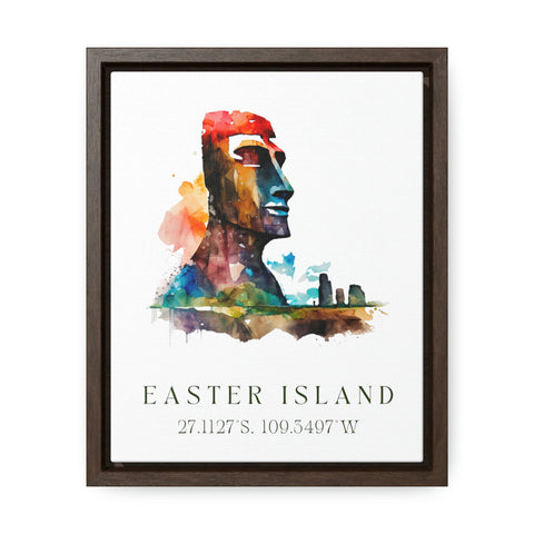 Easter Island traditional travel art - Chile, Easter Island poster, Wedding gift, Birthday present, Custom Text, Personalised Gift