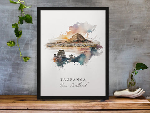 Tauranga traditional travel art - New Zealand, Tauranga poster, Wedding gift, Birthday present, Custom Text, Personalised Gift