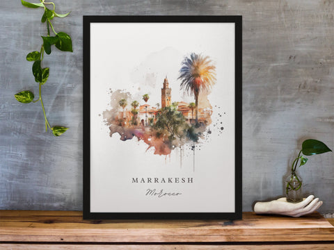 Marrakesh traditional travel art - Morocco, Marrakesh poster, Wedding gift, Birthday present, Custom Text, Personalised Gift