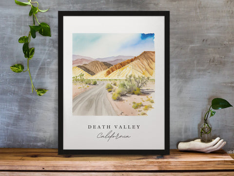 Death Valley traditional travel art - California, Death Valley poster, Wedding gift, Birthday present, Custom Text, Personalised Gift