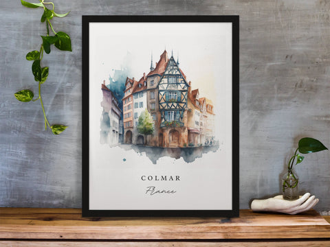 Colmar traditional travel art - France's Little Venice, Colmar poster, Wedding gift, Birthday present, Custom Text, Personalised Gift