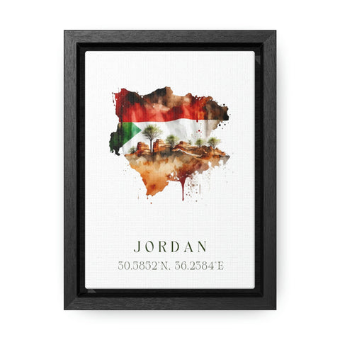 Jordan traditional travel art - Flag of Jordan, Jordan poster, Wedding gift, Birthday present, Custom Text, Personalised Gift