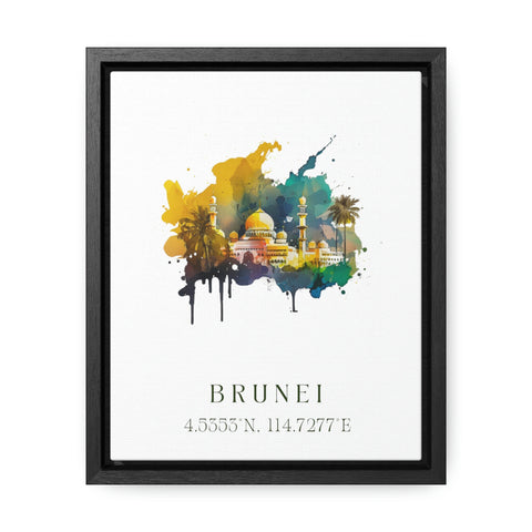 Brunei traditional travel art - Brunei Art, Brunei poster, Wedding gift, Birthday present, Custom Text, Personalised Gift