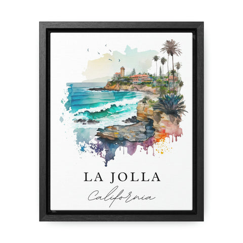 La Jolla traditional travel art - California, La Jolla poster, Wedding gift, Birthday present, Custom Text, Personalised Gift