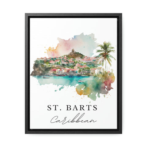 St. Bart's traditional travel art - Carribean, St Barts poster, Wedding gift, Birthday present, Custom Text, Personalised Gift