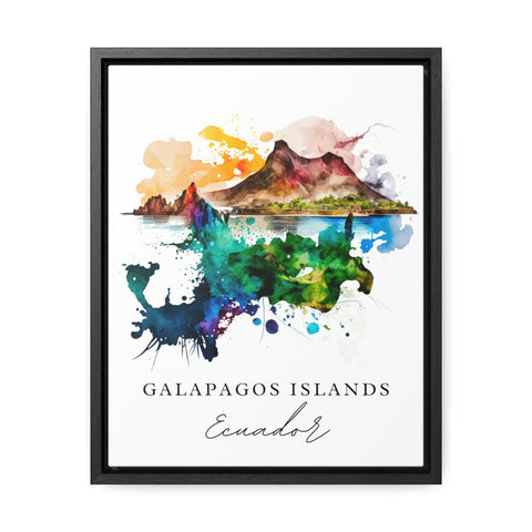 Galapagos Islands traditional travel art - Ecuador, Galapagos poster, Wedding gift, Birthday present, Custom Text, Personalised Gift