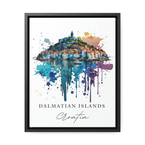 Dalmatian Islands traditional travel art - Croatia, Dalmatian Islands poster, Wedding gift, Birthday present, Custom Text, Personalised Gift