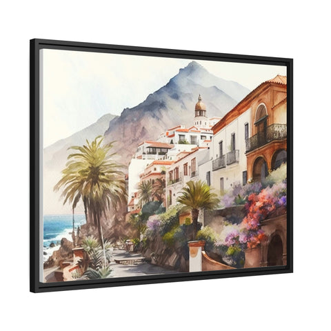 Tenerife Island Wall Art: Framed Watercolor Canvas of Spain's Captivating Island