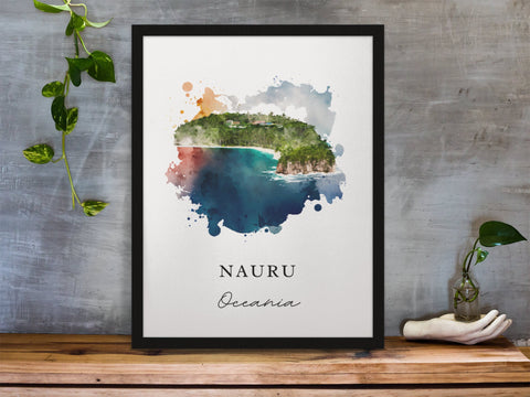 Nauru traditional travel art - Australia, Nauru poster, Wedding gift, Birthday present, Custom Text, Personalised Gift