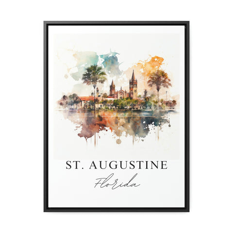Saint Augustine traditional travel art - Florida, St. Augustine poster, Wedding gift, Birthday present, Custom Text, Personalised Gift