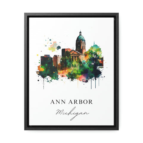 Ann Arbor traditional travel art - Michigan, Univ of Michigan poster, Wedding gift, Birthday present, Custom Text, Personalised Gift