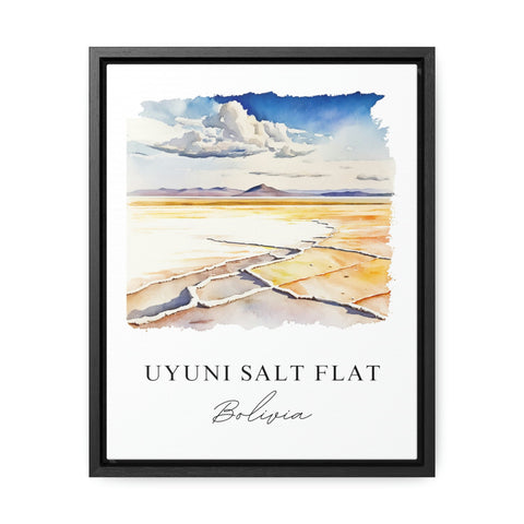 Uyuni Salt Flat travel art - Bolivia, Uyuni Salt Flat poster, Wedding gift, Birthday present, Custom Text, Personalised Gift