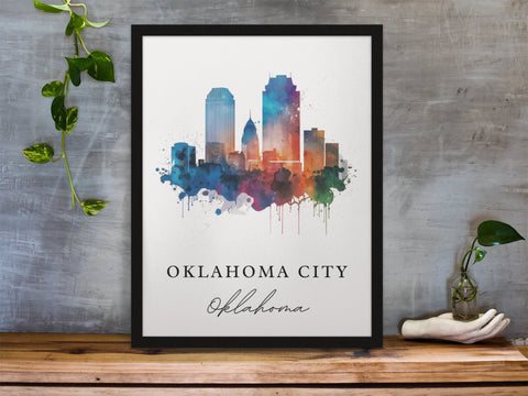 OKC traditional travel art - Oklahoma, Oklahoma City poster, Wedding gift, Birthday present, Custom Text, Personalised Gift