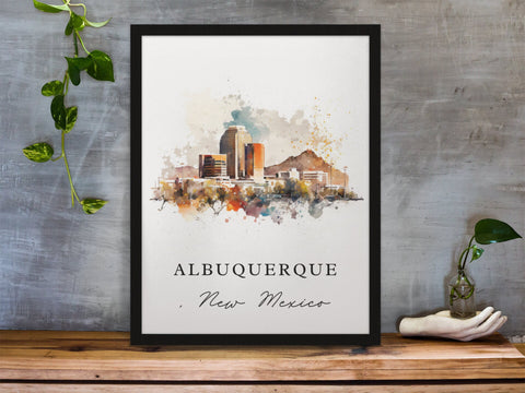 Albuquerque traditional travel art - New Mexico, Albuquerque poster, Wedding gift, Birthday present, Custom Text, Personalised Gift