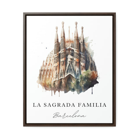 La Sagrada Familia traditional travel art - Spain, Barcelona poster, Wedding gift, Birthday present, Custom Text, Personalised Gift