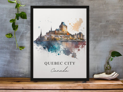 Quebec traditional travel art - Canada, Quebec poster, Wedding gift, Birthday present, Custom Text, Personalised Gift