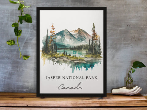 Jasper National Park traditional travel art - Canada, Jasper poster, Wedding gift, Birthday present, Custom Text, Personalised Gift