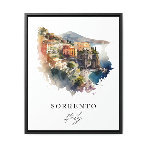 Sorrento traditional travel art - Italy, Sorrento poster, Wedding gift, Birthday present, Custom Text, Personalised Gift