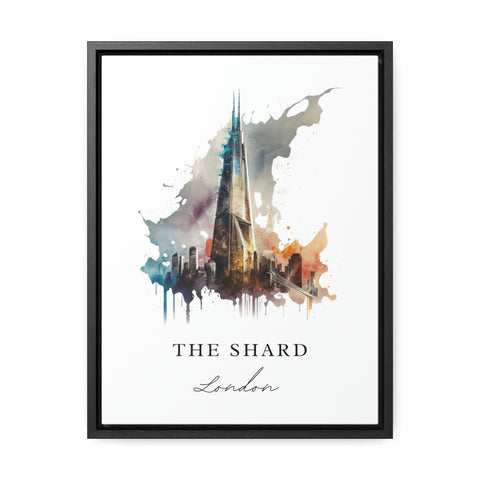 The Shard traditional travel art - UK, London poster, Wedding gift, Birthday present, Custom Text, Personalised Gift