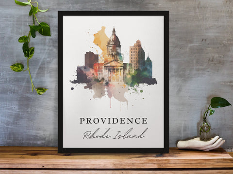 Providence traditional travel art - Rhode Island, Providence poster, Wedding gift, Birthday present, Custom Text, Personalised Gift