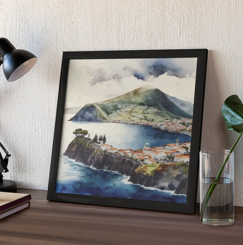 Captivating Azores: A Breathtaking Watercolor Canvas in a Frame