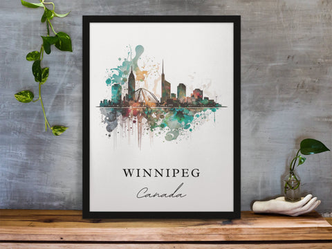 Winnipeg traditional travel art - Canada, Winnipeg poster, Wedding gift, Birthday present, Custom Text, Personalised Gift
