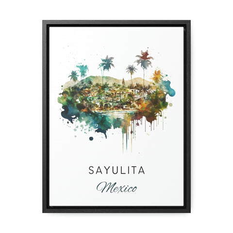 Sayulita traditional travel art - Mexico, Sayulita poster, Wedding gift, Birthday present, Custom Text, Personalised Gift