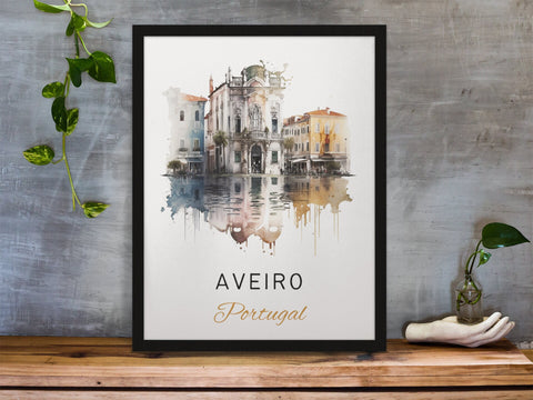 Aveiro traditional travel art - Portugal, Aveiro poster, Wedding gift, Birthday present, Custom Text, Personalised Gift