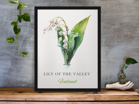 Lily of the Valley Serenity: Beautiful Watercolor Art of Finland's National Flower