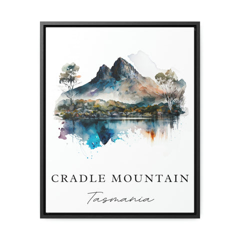 Cradle Mountain traditional travel art - Tasmani, Cradle Mtn poster, Wedding gift, Birthday present, Custom Text, Personalised Gift