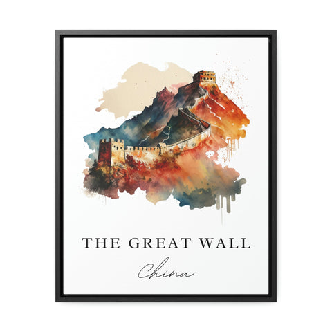 Great Wall of China traditional travel art - China, Wall of China poster, Wedding gift, Birthday present, Custom Text, Personalised Gift