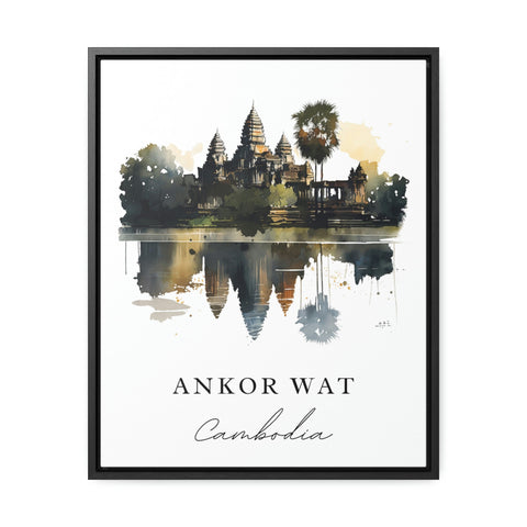 Ankor Wat traditional travel art - Cambodia, Ankor Wat poster, Wedding gift, Birthday present, Custom Text, Personalised Gift