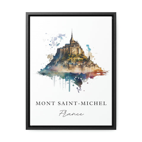 Saint Michel traditional travel art - France, Saint Michel poster, Wedding gift, Birthday present, Custom Text, Personalised Gift