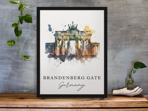 Brandenburg Gate traditional travel art - Germany, Brandenburg poster, Wedding gift, Birthday present, Custom Text, Personalised Gift