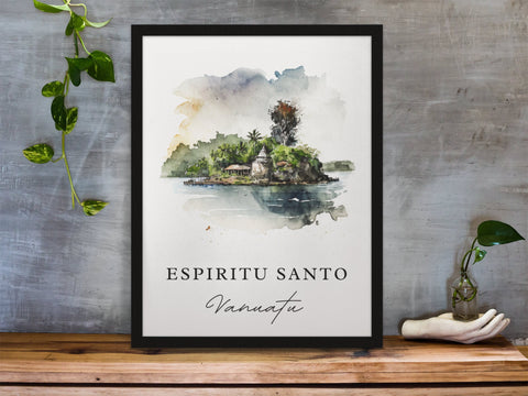 Vanuatu traditional travel art - Espiritu Santo, Vanuatu poster, Wedding gift, Birthday present, Custom Text, Personalised Gift