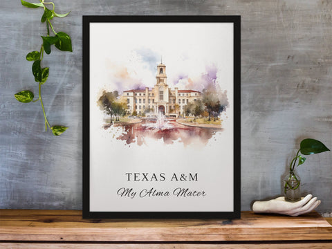Texas A&M traditional art - Texas A and M, Aggies poster, Wedding gift, Birthday present, Custom Text, Personalised Gift