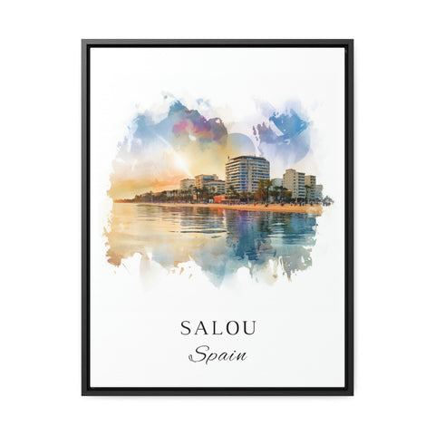 Salou traditional travel art - Spain, Salou poster, Wedding gift, Birthday present, Custom Text, Personalised Gift