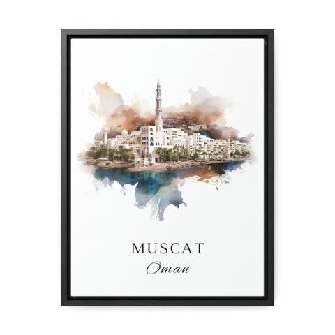 Muscat traditional travel art - Oman, Muscat poster, Wedding gift, Birthday present, Custom Text, Personalised Gift