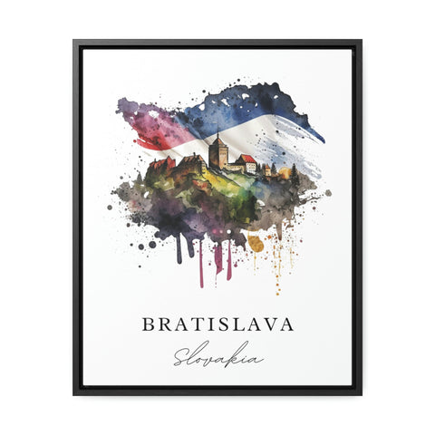Bratislavia traditional travel art - Slovakia, Bratislavia poster, Wedding gift, Birthday present, Custom Text, Personalised Gift
