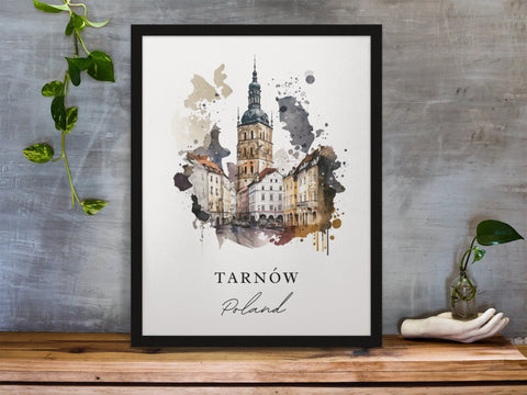 Tarnow traditional travel art - Poland, Tarnow poster, Wedding gift, Birthday present, Custom Text, Personalised Gift
