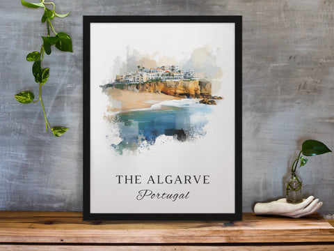 The Algarve traditional travel art - Portugal, Algarve poster, Wedding gift, Birthday present, Custom Text, Personalised Gift