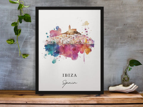 Ibiza traditional travel art - Spain, Ibiza poster, Wedding gift, Birthday present, Custom Text, Personalised Gift